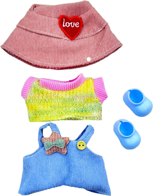 Hebove 17cm Set 17cm Cute Doll Clothes Suitable for Labubu, Luxury Chic Handmade Dolls Outfit Hat Shoes, Dress up