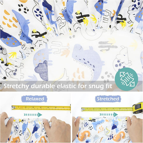 2 Pack Crib Sheets 52in x 28in | 100% Soft Breathable Cotton for Standard Crib and Toddler Mattresses, Truck/Dinosaur