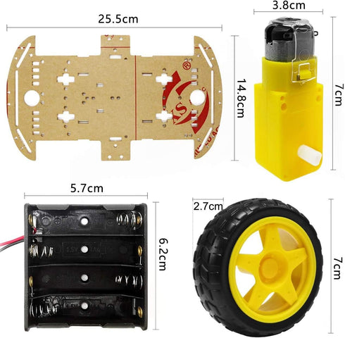 YIKESHU 4WD Smart Robot Car Chassis Kit - 2 Layer with Speed Encoder Battery Box for Kids Teens DIY