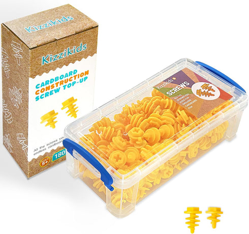 Kizzikids Screws Kit Top-up 180 Piece, Cardboard Construction Tools, STEM Educational Toys for