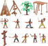 NUOBESTY Plastic Indians Figures Playset, Native American Action Figurines and Accessories for Miniature Sandbox