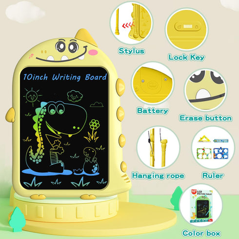 Toddler LCD Writing Tablet, 10 Inch Dinosaur Doodle Board, Educational Travel Toy for Birthday Gift for Boys Girls 2-6