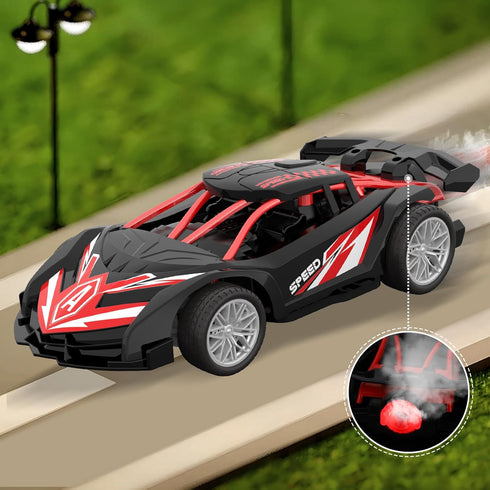 SwordRain 1/18 4-7 8-12(Black RC Car for Kids with Rechargeable Battery, LED Lights & Spray - Remote Control Car