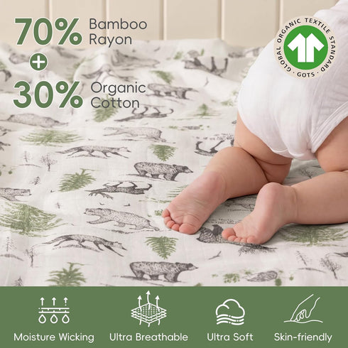 4 Pack 47 47 inches, david's kids Muslin Swaddle Blankets, Organic Cotton Baby Blankets, Breathable Soft Receiving