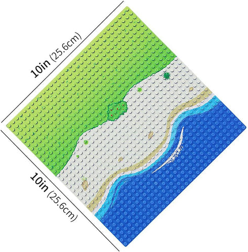 Feleph Classic Blue Baseplate for City Beach Road, 10 x 10 Inches, Compatible with All Major Brands (Straight 4PCS)
