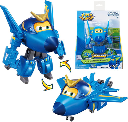 Super Wings Transformer Toys, 5" Jerome Airplane Toys, 2-in-1 Mode Rescue Bots Action Figure, Fun Toy Plane Vehicle for