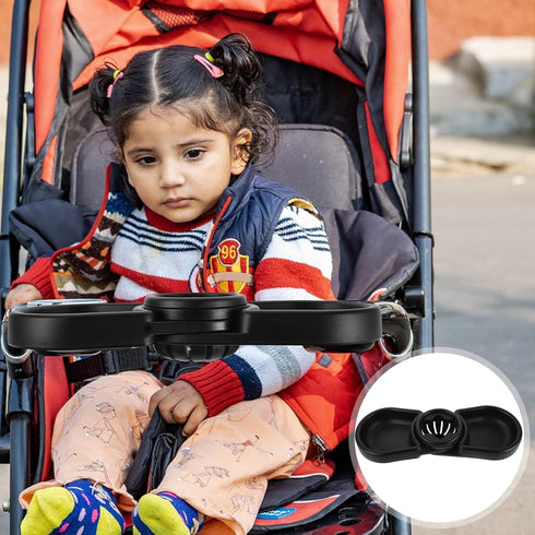 Generic Stroller Snacks Tray with Detachable One Design Food Plate Cup Holder and Tray Easy-Clean Stroller Accessory