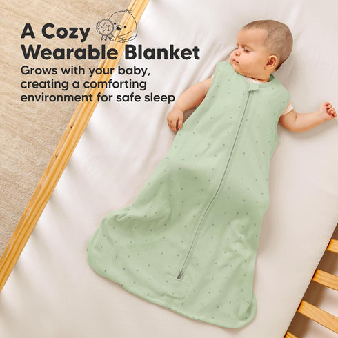 2-Pack 0.5TOG Cozy 3-6 Baby Sleep Sacks, Zipper Wearable Blanket - Organic Cotton, Lightweight,Soft Infant Sleeping