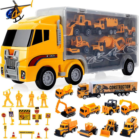 ALOTJOY Toys for Boys,13 Pcs Engineering Die-cast Construction Car Toddler Toys for
