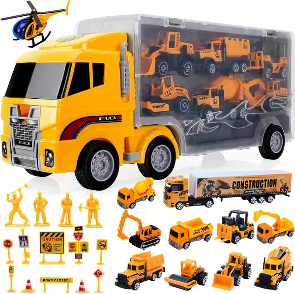 ALOTJOY Toys for Boys,13 Pcs Engineering Die-cast Construction Car Toddler Toys for