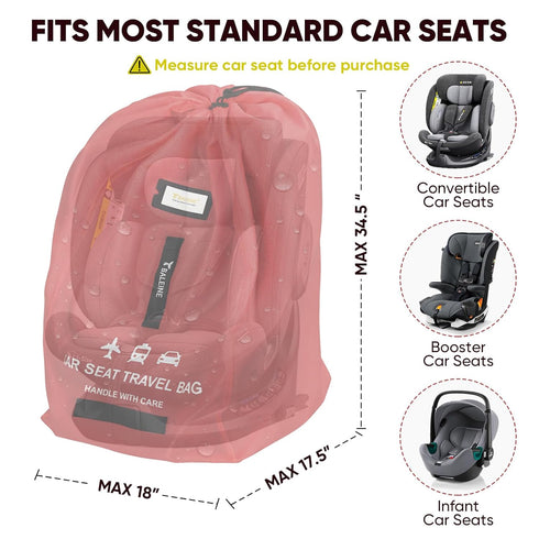 3 BALEINE Car Seat Travel Bag for Airplane, Water-Resistant Car Seat Bags for Air Travel, Foldable Cover with Handles