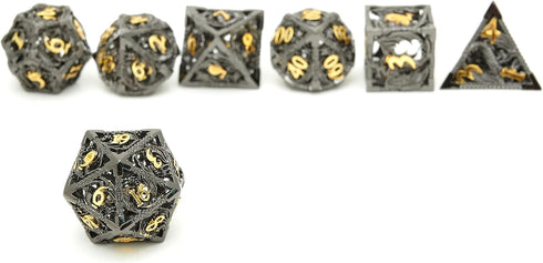 DND Dice Set, Metal Polyhedral Dice Gift for Role Playing, D20 Hollow Dice Set for DND RPG MTG Table Games
