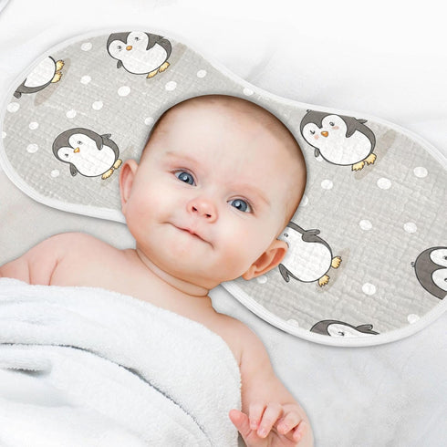 Set 1, 11 x22 Inch Kigai Cute Cartoon Penguin Muslin Baby Burp Cloths, Large Absorbent Cotton Muslin Burp Cloths