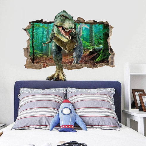 Supzone Dinosaur Wall Stickers, Broken 3D Decorative Wall Decals for Boys Bedroom, Baby Nursery, Children’s Wall Decor