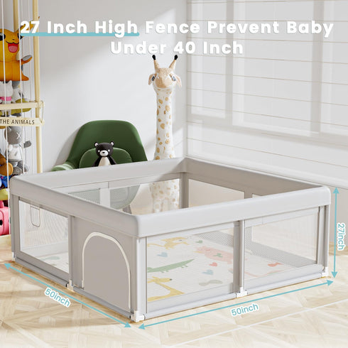 50 50 inch Hiaksedt Baby Playpen with Mat Small Playpen for Babies and Toddlers x Baby Fence Playards