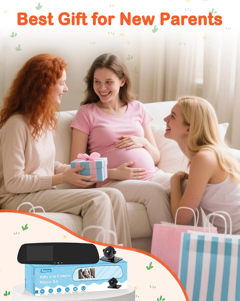 pemacom 4.3-inch Baby Car Mirror Camera: Dash-Free HD Clear Night Vision Wide Angle View for Infant Backseat Monitoring
