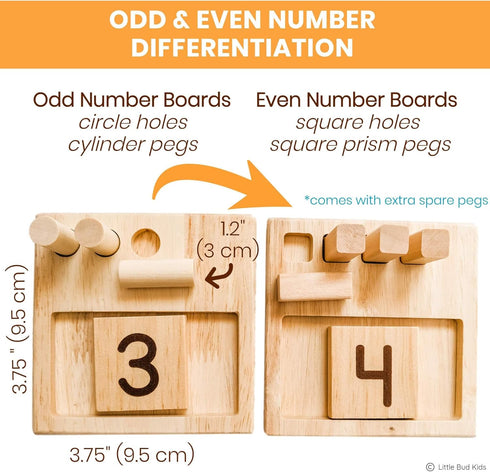 LITTLE BUD KIDS Counting Pegs - A Wooden Montessori Math Toy with Ten Frame Math Game, Addition and Subtraction Flash