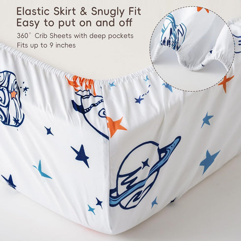 4 Pack Set 28x52 Inch david's kids Fitted Crib Sheets, Ultra Soft Breathable Comfortable Baby Sheet for Boys Girls