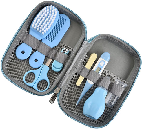 BTSEURY Set Baby Grooming Kit, Hair Brush Nail Clipper Nose Cleaner Finger Toothbrush Scissor Newborn Care