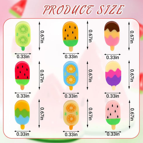 150Pcs JUNEBRUSHS Ice Cream Mini Erasers for Bulk, Cute Fruit Shaped Pencil Erasers for School Classroom Prizes
