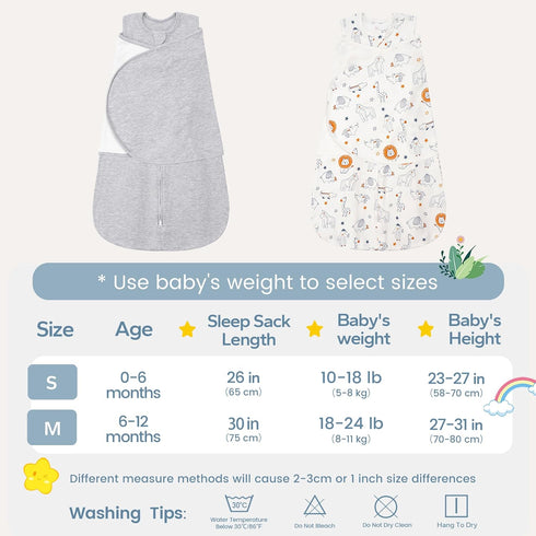 1.0 100% 6-12 ZIGJOY Sleep Sack Swaddle Tog Baby Wearable Blanket Cotton Baby Swaddle Blanket for Newborns Months