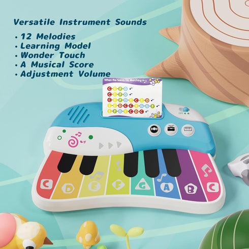 1-3 3 12 1-4 Baby Piano Keyboard Toy for Toddlers, Touch Sensor Toddler Piano for Toddlers Baby Musical Toy w/ Modes