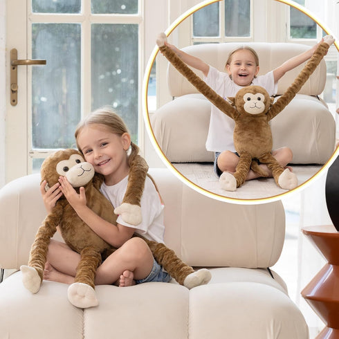 23.6"~35.4" MorisMos Big Monkey Stuffed Animal Plush Toy, Stretchable Long-Legged Monkey Toy Gift for Kid Adult