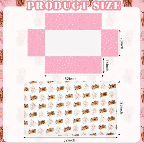 Hahafelt 3 Set Sets Piece Highland Cow Baby Crib Bedding for Baby Girls Pink Floral Nursery Crib Includes Quilt,Fitted