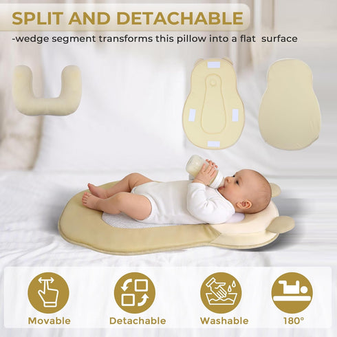 Baby Feeding Pillow, Anti Overflow Feeding Pillow for Reducing Spit-Up, Safety Nursing Pillow, Baby Lounger Reflux