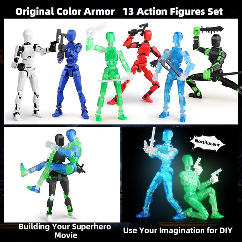 BOZOBO 13 Set, 6PCS 13 3D 3-8 Luminous Action Figure Robot Action Figure Titan Printed Toys Articulated, for Modeling