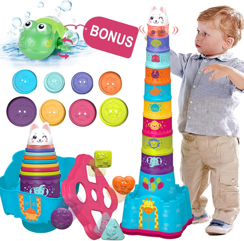 LTKFFFdp Baby Stacking Toys, Nesting Cup Shape Sorter for Toddler 1-3, Learning Stackable Block, Birthday Gift for Girl
