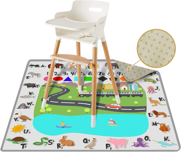 ReignDrop 54" XL Splat Mat for Under High Chair- Creative Design for Art