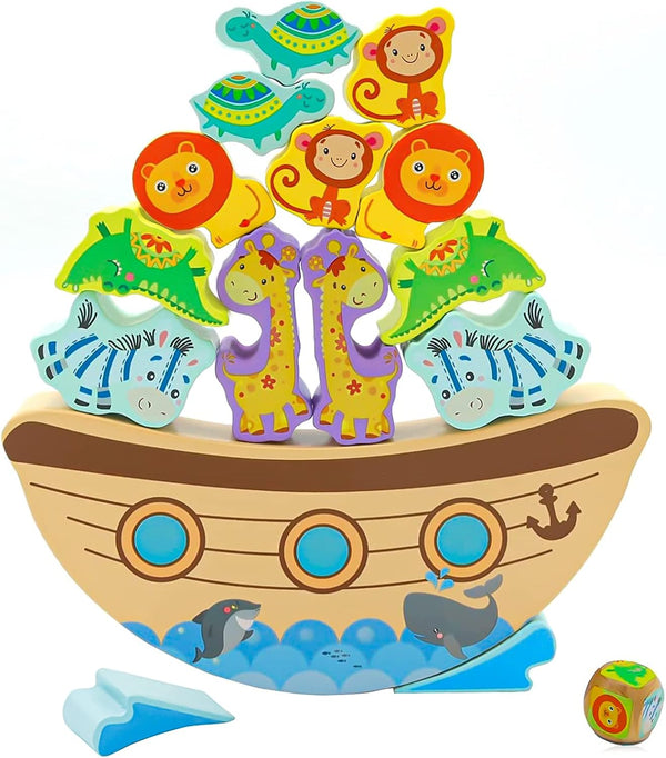 Board Games for Kids & Adults, Noah's Ark Wooden Balance Stacking Toys,