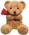 Christmas Plush Stuffed Animal Bear with Rose, Cute Gifts for Kids, Toddler, Girlfriend, 11.8 Inches