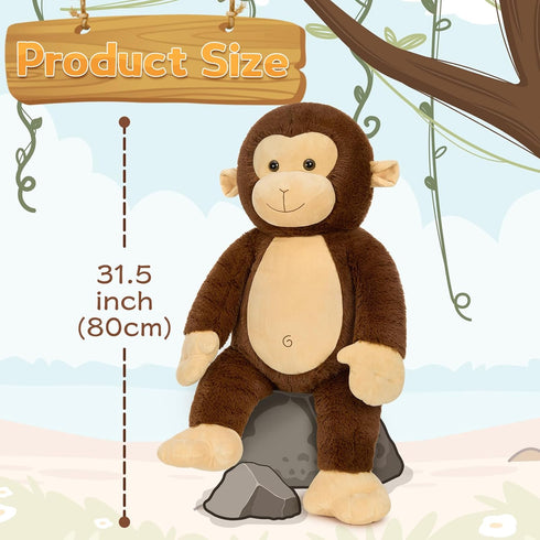 30" BENINY Giant Plush Monkey - Super Soft & Huggable Stuffed Animal, Cuddly Toy & Pillow for Kids & Adults