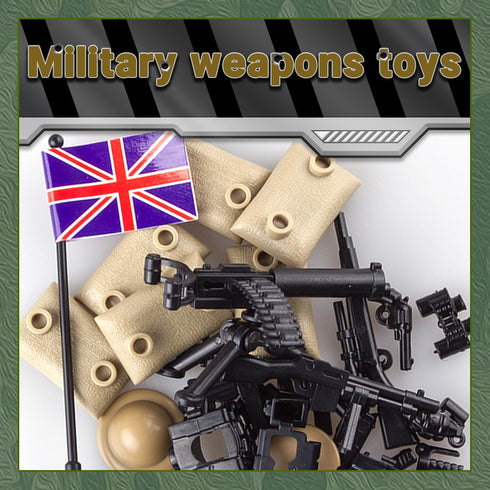 Weapons Pack Military Accessories, WWII Soldier Model Toys, Compatible with Mini Figure Brick Toy for Boys Age 3+