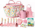 Qtioucp Kids Gardening Set 14Pcs Garden Tools with Tote Bag,Watering Can, Shovel,