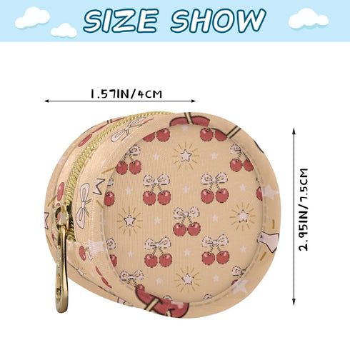 PYBUG Cherry Round Pacifier Storage Case, Polyester & TPU Lined with Hook Buckle, Pacifier Container Box for Baby