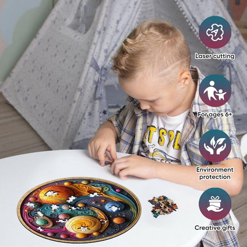 300 Qiuenisray Space Puzzles for Adults, Pieces Solar System Planet Wooden Jigsaw Puzzles, FSC Certified Unique Shape