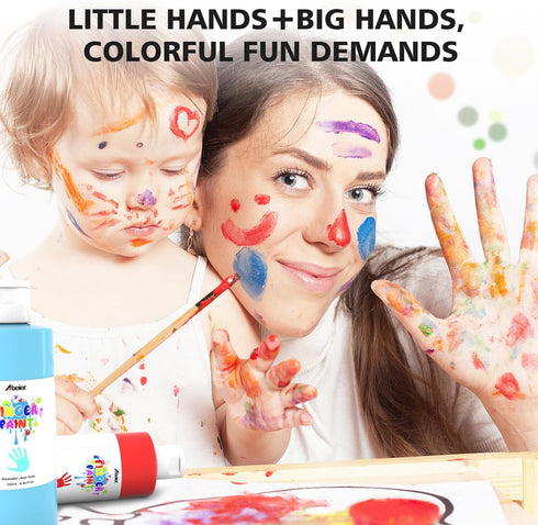 Pack 12 (8.45 oz), 1-3 4 5 6+ ABEIER Washable Finger Paint Bulk for Toddlers, Safe Non-Toxic, Vibrant Colors Fl Baby