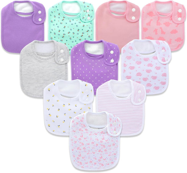 Organic Cotton Baby Bibs Super Soft and Absorbent with Adjustable Snap for Boys and Girls