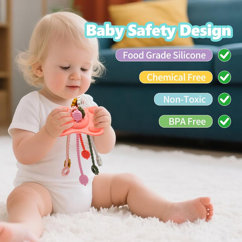 18 Silicone Montessori Sensory Toys for Months Baby, Drawstring Activity Toy, Early Learning Fine Motor Skills Toys