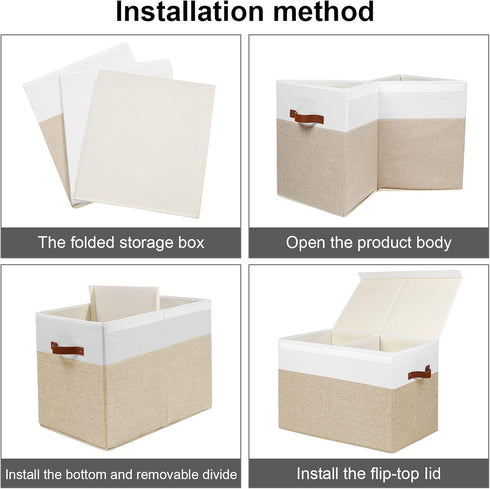 Gowee Closet, 25"x13" x16" Large Toy Storage Box with Lid, Sturdy Toys Storage Chest Bin Organizer Basket with Dividers