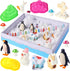 FIIOEOY 3 4 5 6 7 8 Snow Sensory Bin, Play Sand Art Kit for Kids with Sensory Sand, Arctic Animal Figures, Winter