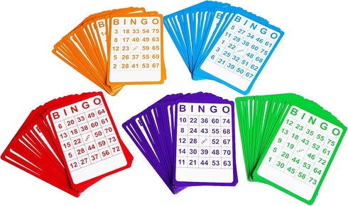 Yuanhe 100 Bingo Cards - Reusable Bingo Paper Game Cardstock Bulk in 5 Colors