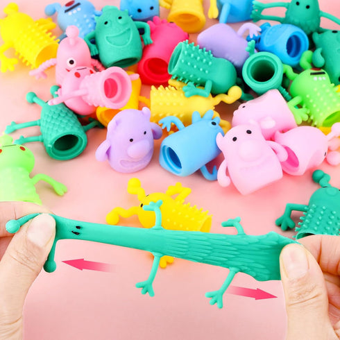 Booson 80 14 PCS Finger Puppets Toys Cute Monster Finger Puppets Soft Rubber Stretchy Fidget Doll Toys for Role Playing