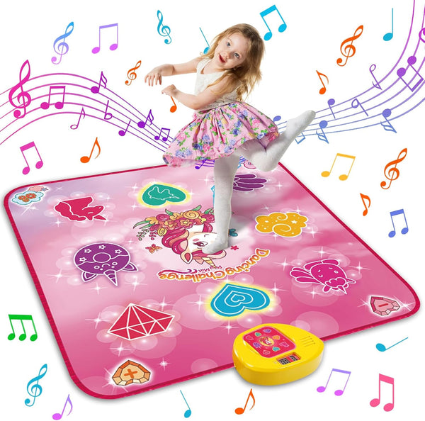 Unicorn Dance Mat for Girls 3-12 Years, LED Lights, Built-in Music, 6 Game Modes, Christmas Birthday Gift