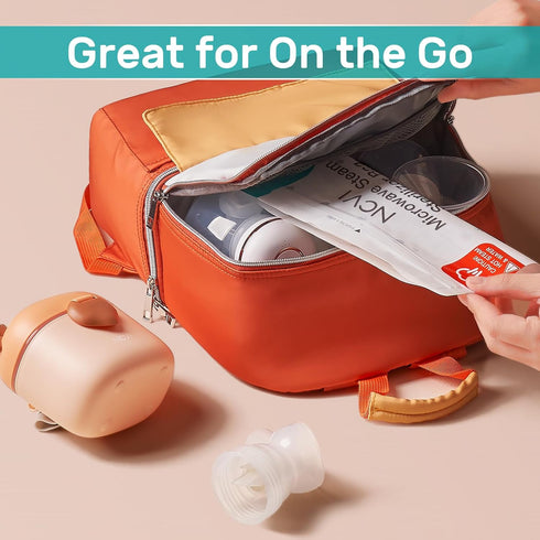 8 Count(160 NCVI Microwave Steam Sterilizer Bag for Baby Bottles Uses), Large Reusable Travel Sterilization Pouches