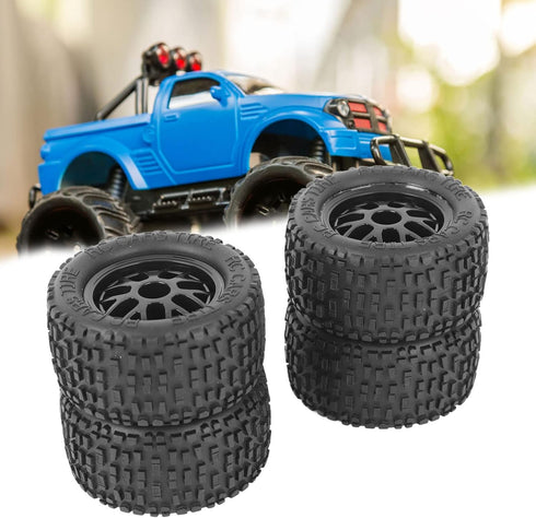 Alomejor 4 Pack RC Truck Tires, Universal Rubber Wheels for 1/14, 1/16, and 1/18 Scale Models