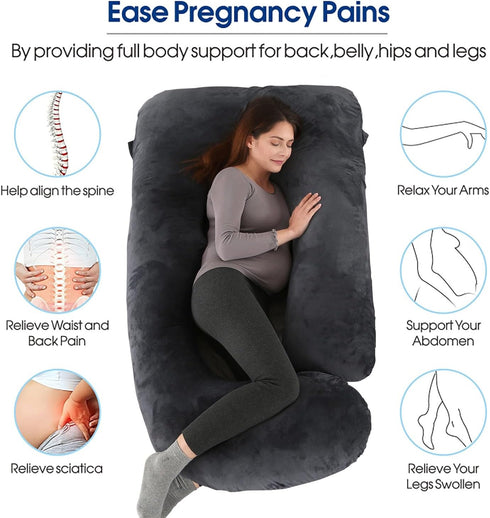 cauzyart Pregnancy Pillows for Sleeping U-Shape Full Body Pillow and Maternity Support - for Back, HIPS, Legs, Belly
